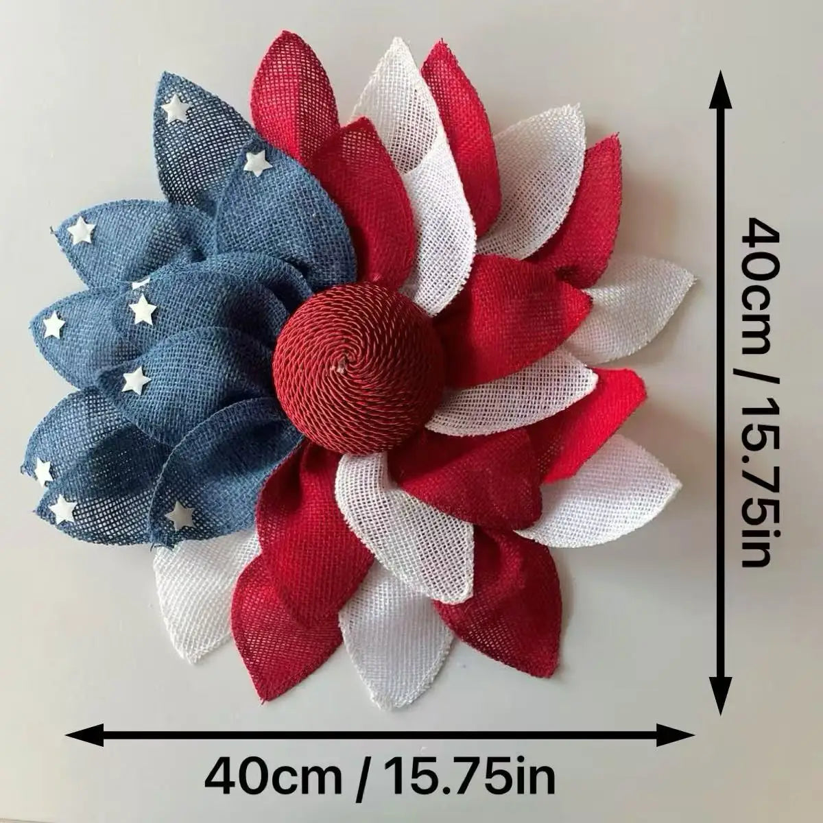 Handmade Patriotic Wreath – Red, White & Blue Independence Day Front Door Decoration