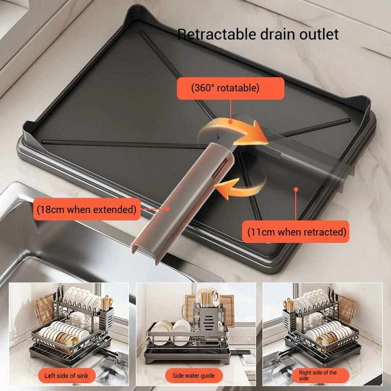 Adjustable Stainless Steel Dish Rack – Over Sink - Multiple Colors