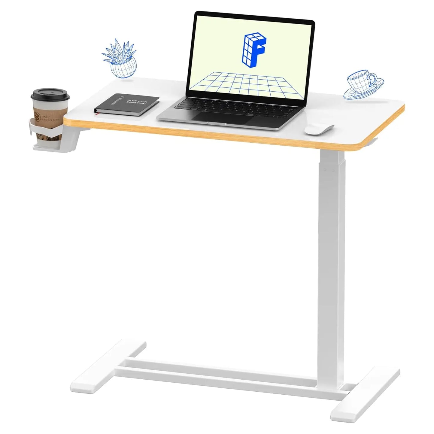 Compact Mobile Standing Desk – Pneumatic Height‑Adjustable Laptop Cart for Small Rooms