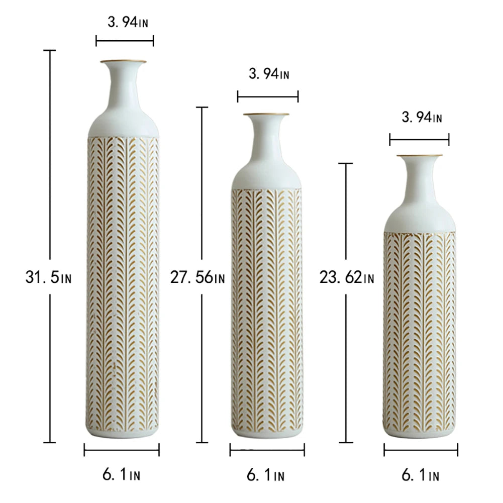 3‑Piece Floor Metal Vase Set – Modern Drop‑Shaped Standing Vases for Living Room, Corner & Hallway Décor