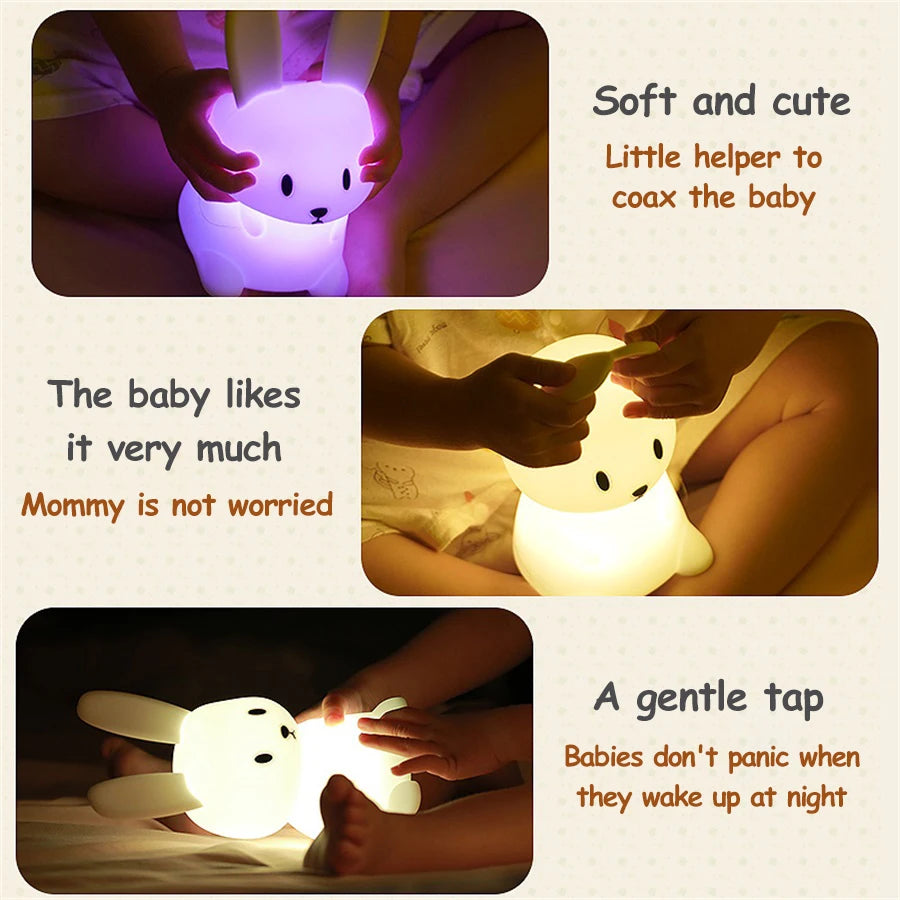 LED Night Light, Rabbit Animal, Dimmable USB Rechargeable