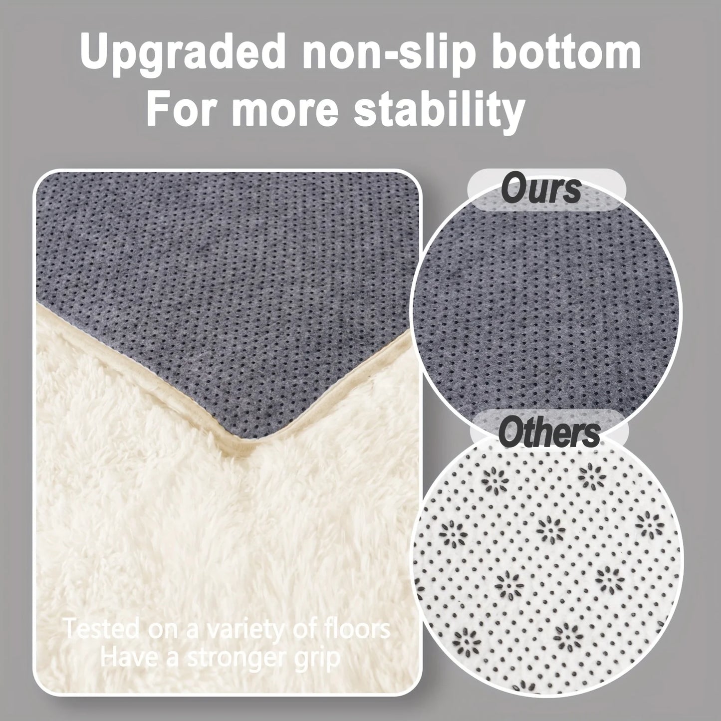 Off-White Soft Shaggy Non-Slip Rug