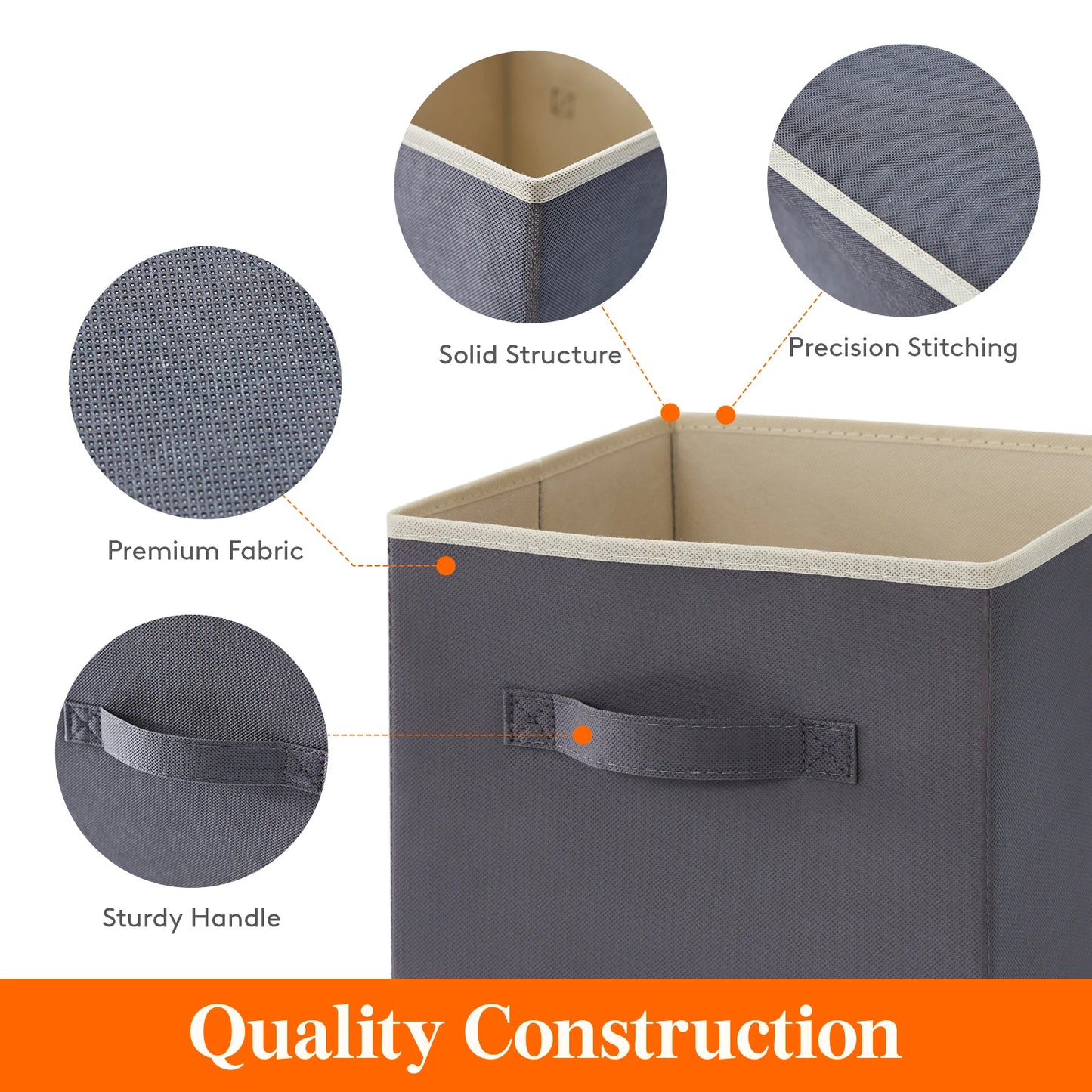 8-Pack Cube Storage Bins, Foldable, Fabric with Handles for Shelves, Closet, Home Organization
