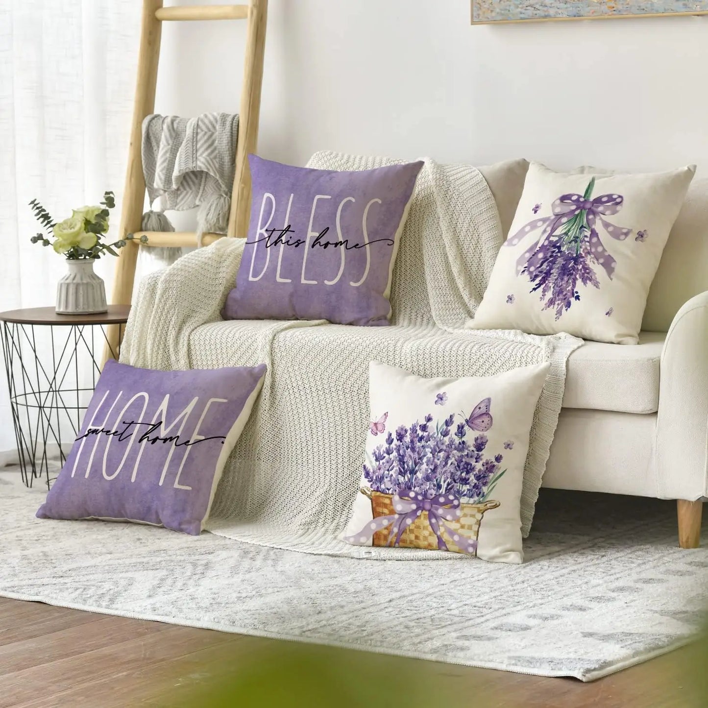 Lavender Home Sweet Home Pillow Covers