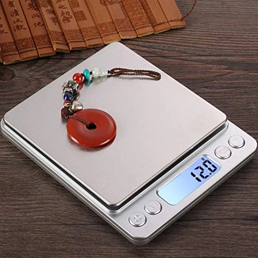 Small Kitchen Digital Food Scale with Blue Backlit LCD Display Stainless Steel 6 Units Auto Off Tare