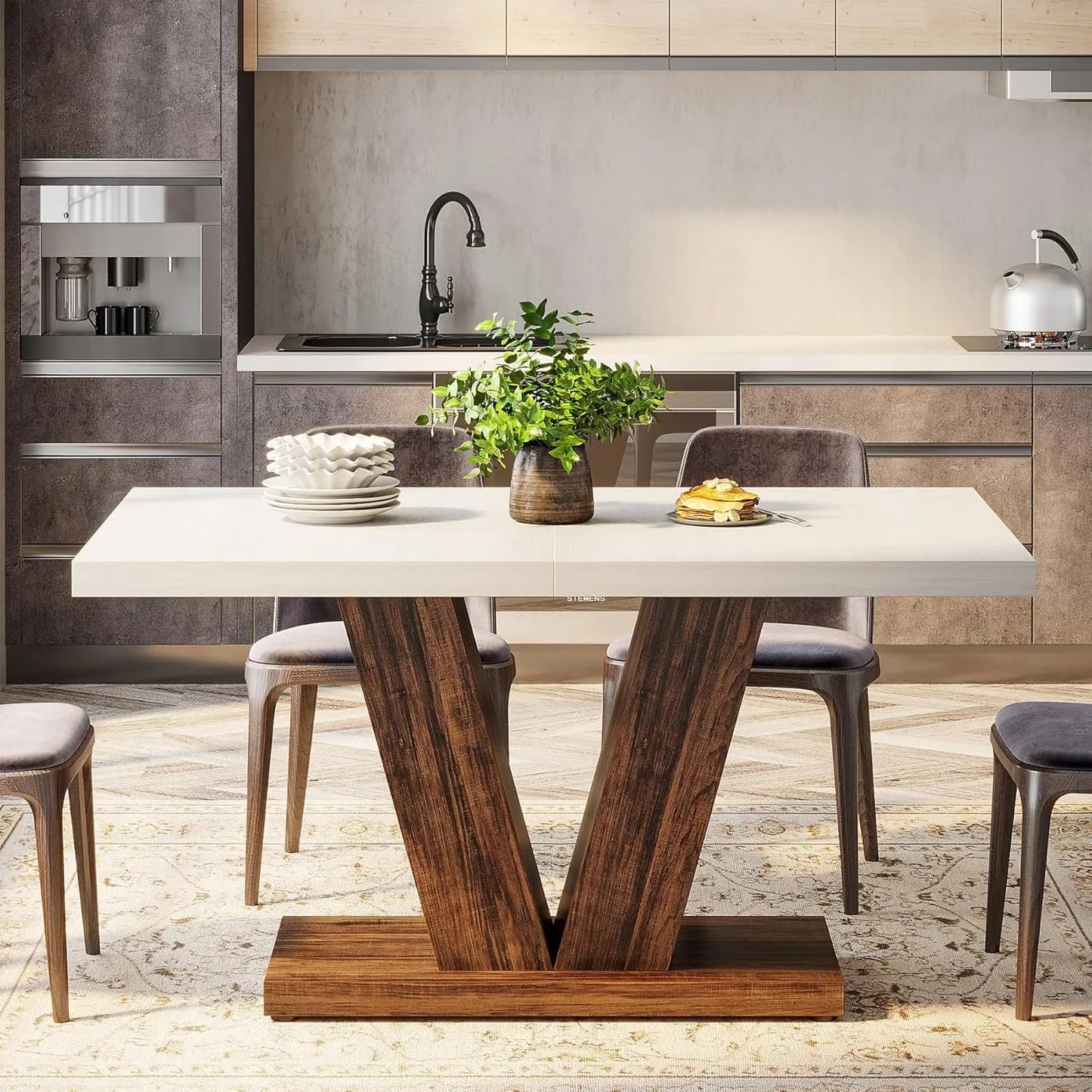 LITTLE TREE 47-Inch Dining Table with Heavy Duty Pedestal