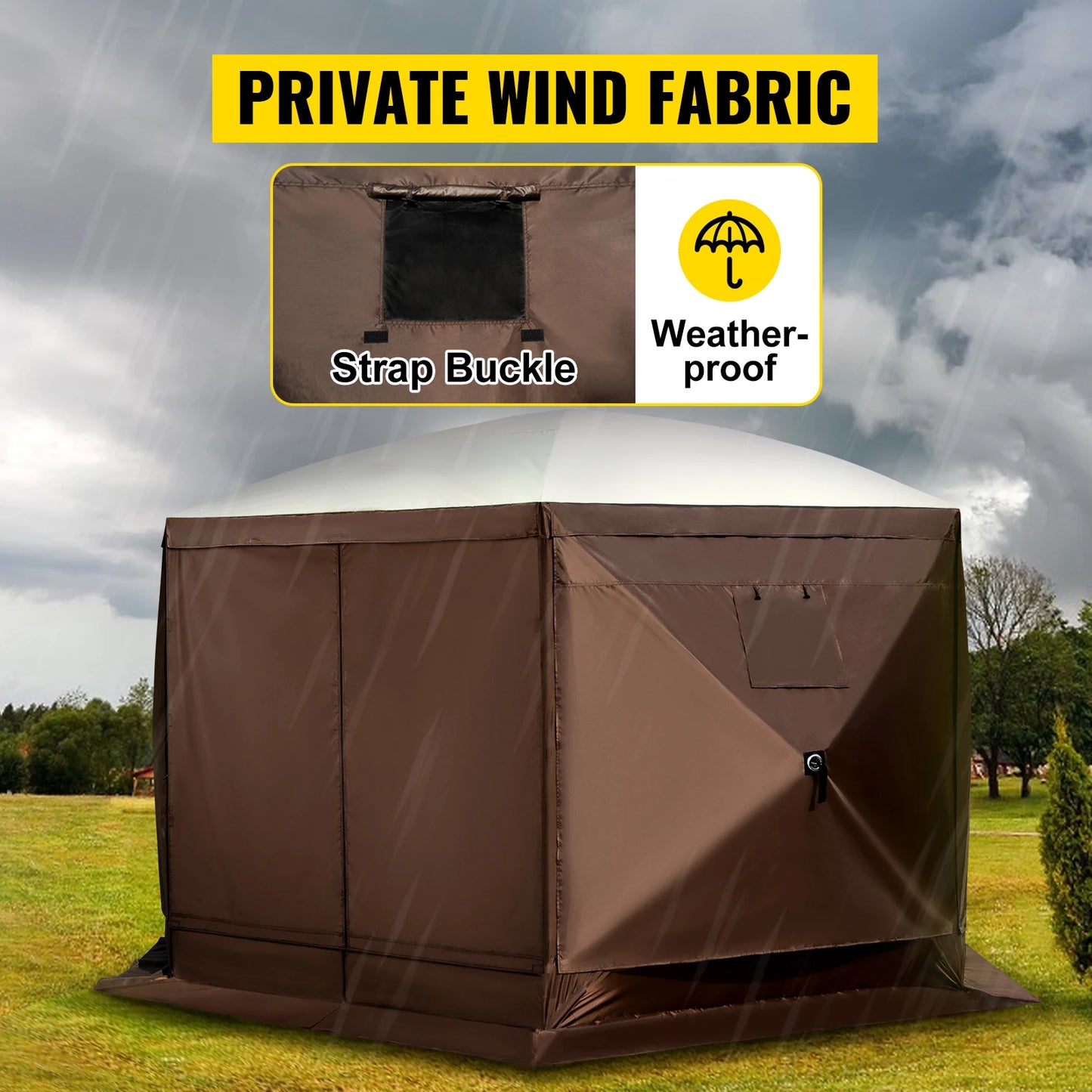6‑Sided Pop‑Up Camping Gazebo – 12'×12' / 10'×10' Outdoor Canopy Shelter for Camping & Hiking