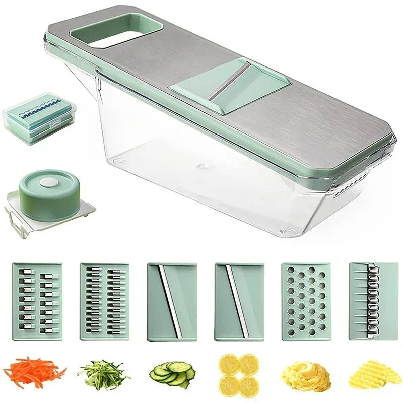 6‑in‑1 Veggie Slicer Mandoline – Multi‑Blade Cutter for Easy Slicing, Julienne & Shredding