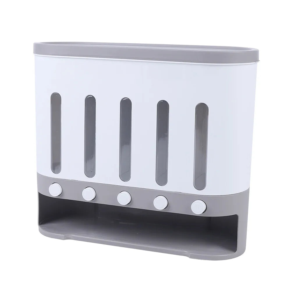 Wall-Mounted Dry Food Storage Dispenser Large Capacity Airtight Cereal & Grain Organizer with Removable Compartments