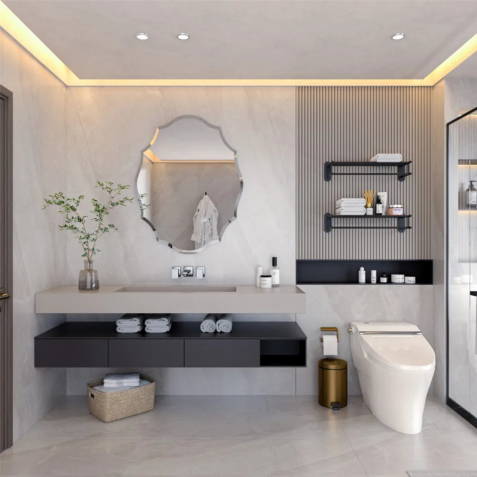 Frameless Geometric Wall Mirror – Beveled Art Glass