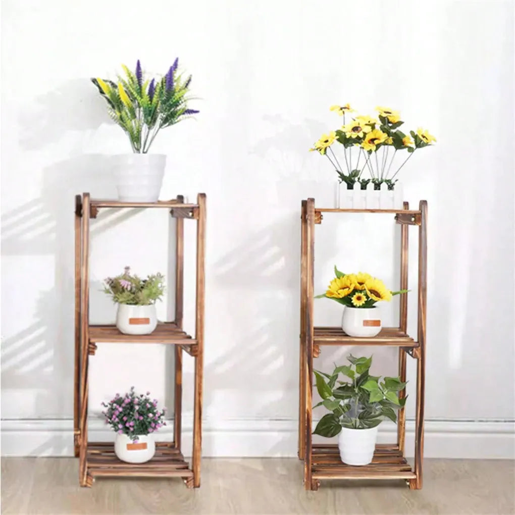 Multi-Tier Stylish Bamboo Plant Stand Indoor&Outdoor