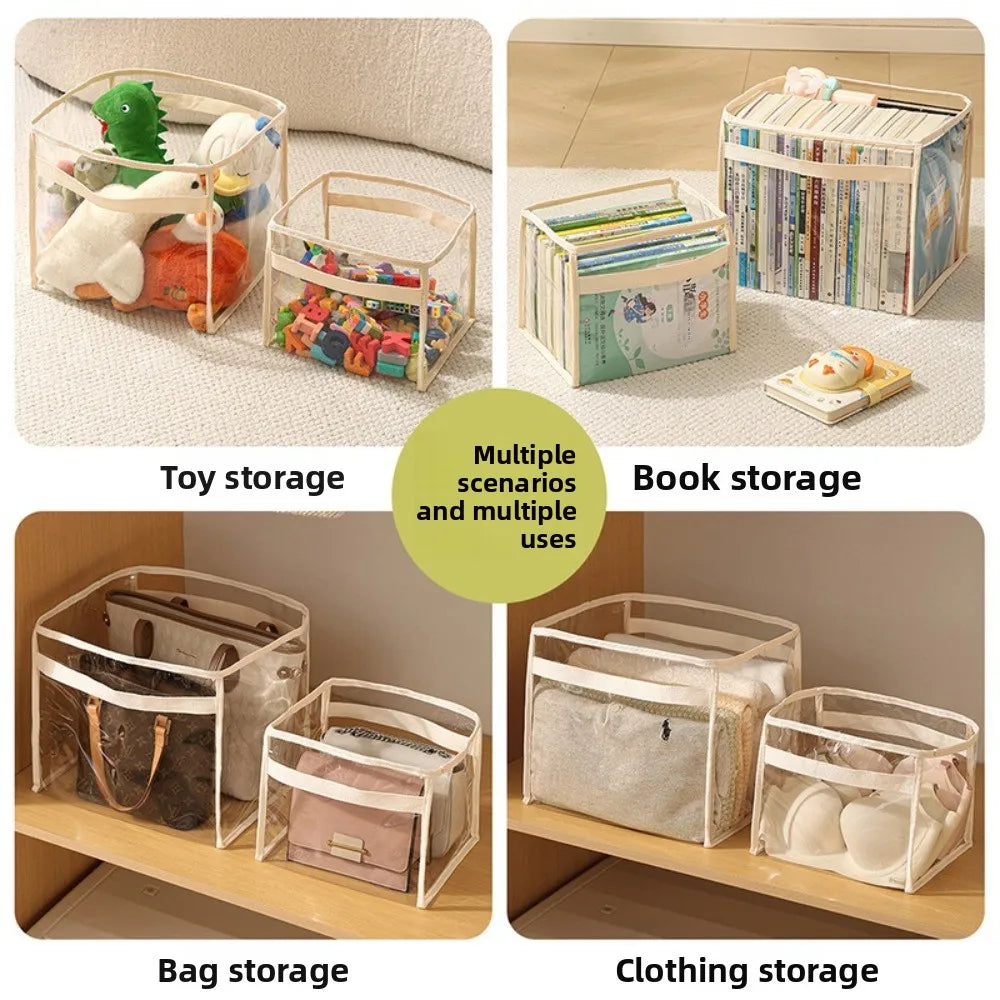 Transparent Doll Storage Basket with Handle - Space Saving Large-capacity Organizer for Children's Toys