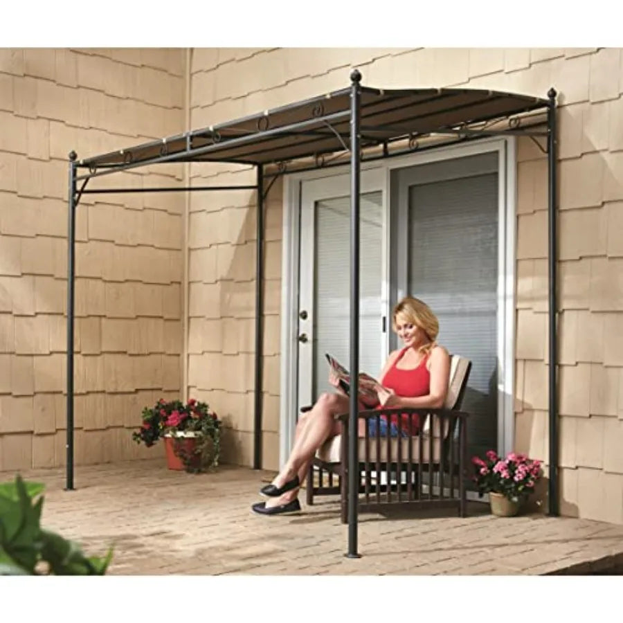 Small Gazebo 5' x 8' Canopy Tent Instant Shelter Outdoor Sun Shade, Tan