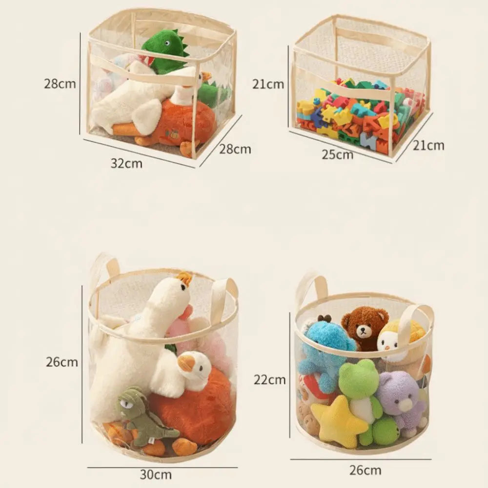 Transparent Doll Storage Basket with Handle - Space Saving Large-capacity Organizer for Children's Toys