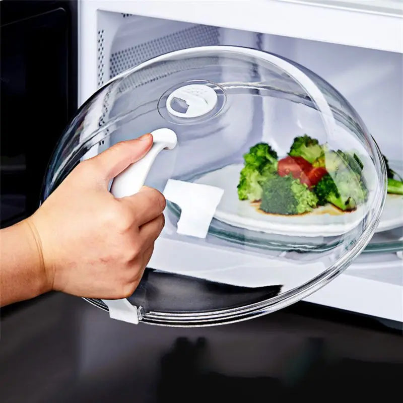 Microwave food splash proof cover with handle