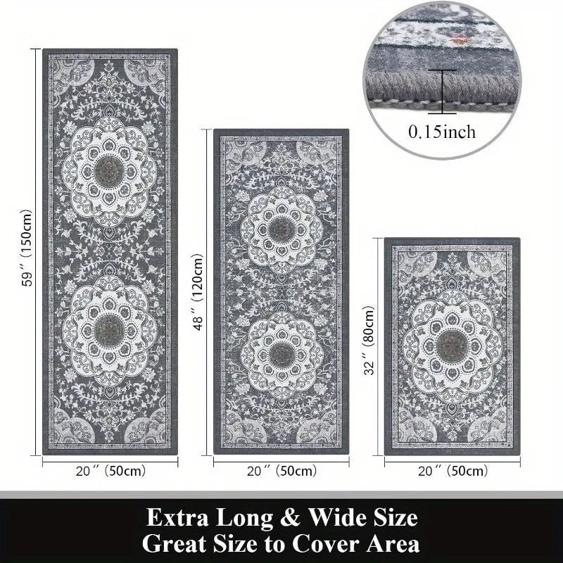 3‑Piece Floor Mat Set – Non‑Slip, Washable, Durable Indoor Rugs