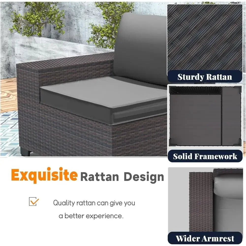 10‑Piece Outdoor Patio Furniture Set – PE Rattan Wicker Sofa Set with Swivel Rocking Chairs & 43" Propane Fire Pit Table