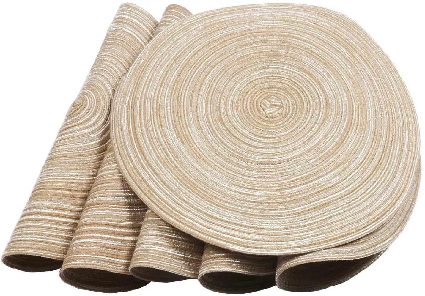 Round Braided Placemat Set of 6 Washable Round Placemats for Kitchen Table Round Table Mats for Everyday Use