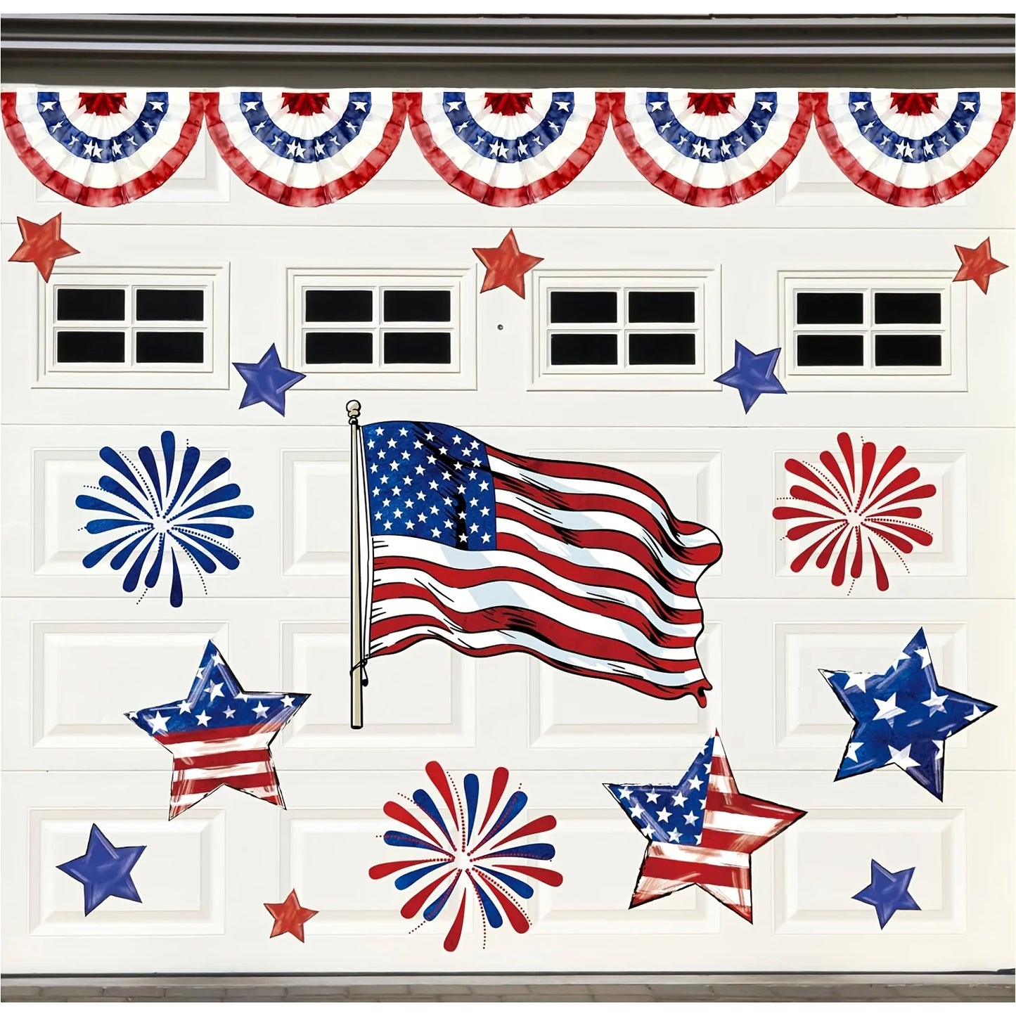 21 Pcs Patriotic Magnets, 250th Independence Day Star Fridge Stickers for July 4th Party & Garage Door Decor