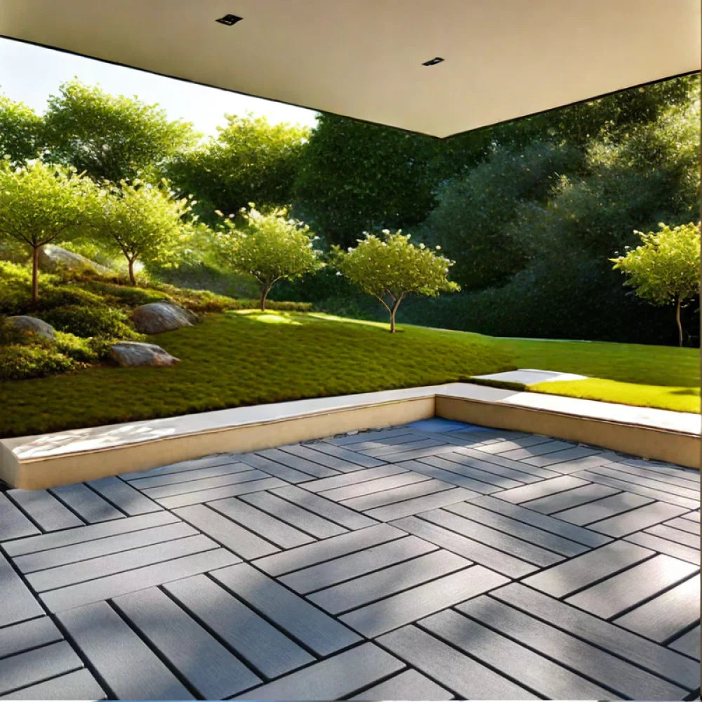 54 Pack Interlocking Plastic Deck Tiles - 12"x12" Square - Waterproof Outdoor