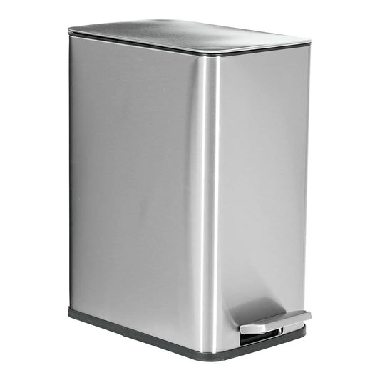 Anti-Slip Trash Can with Liner Lock System - Stainless Steel Bathroom Bin, Soft Close Lid & Fingerprint Proof