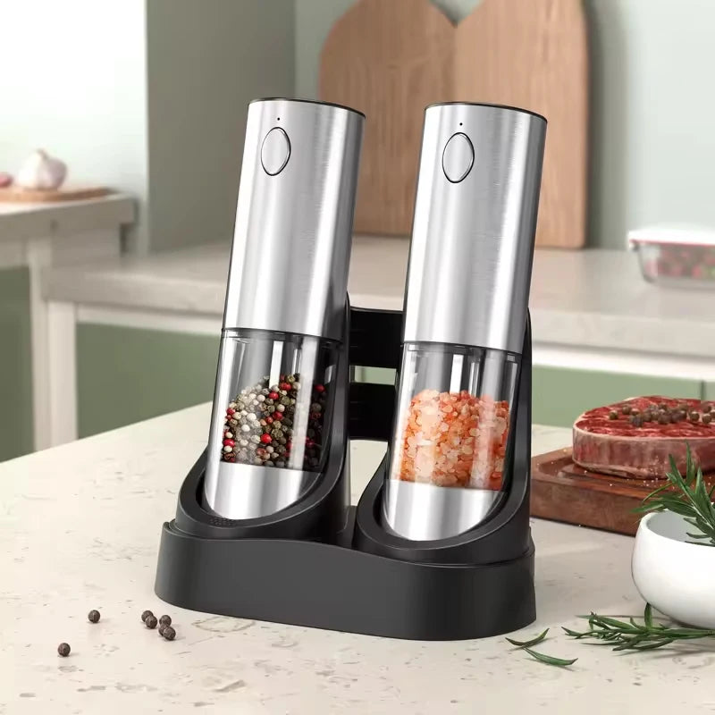 Electric Salt & Pepper Grinder Set – USB Rechargeable, 190ML, Adjustable Coarseness (1 or 2pcs)