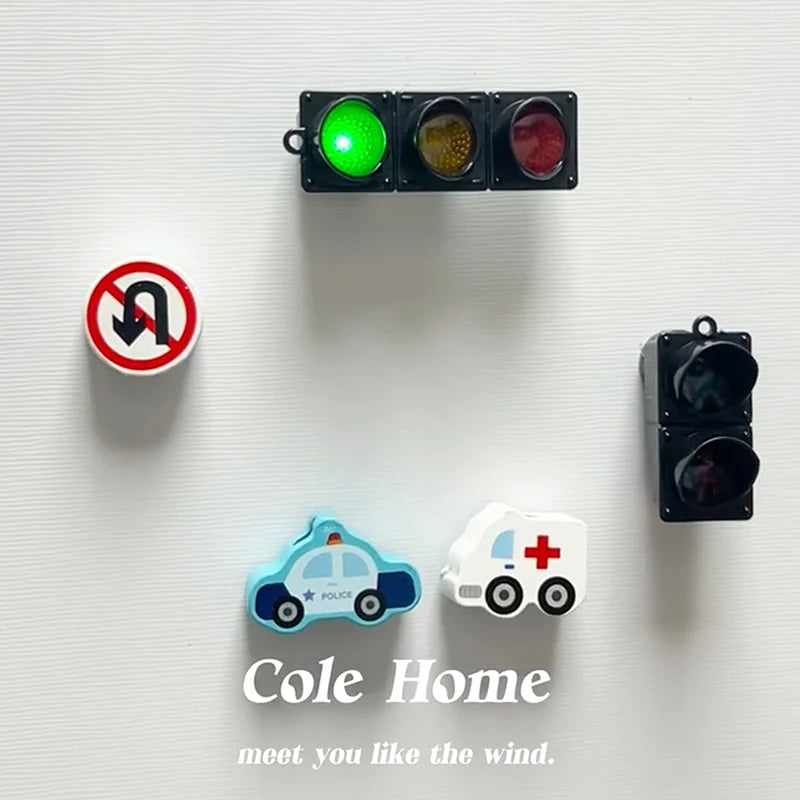 New Traffic Light Magnetic Refrigerator Stickers Traffic Toy Pedestrian Light Creative Magnetic Decoration Accessories  magnets