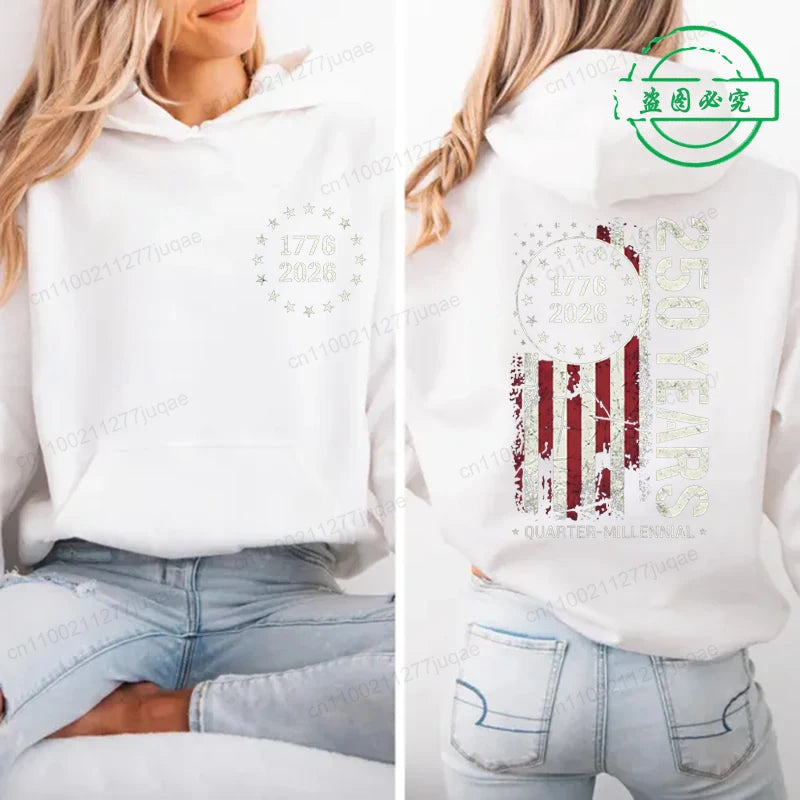 America 250th Anniversary Printed Women/Men Hoodies Sportwear - Fleece Hoodie 1776–2026