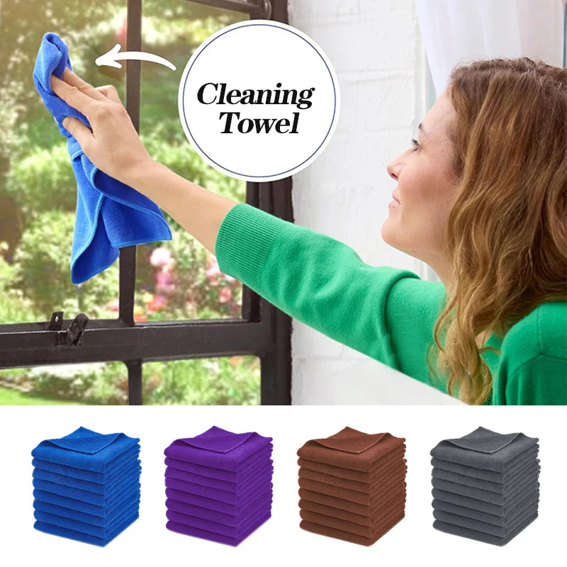8pcs Large Microfiber Cleaning Cloths - High Absorbency, Reusable Multi-Purpose Towels for Floors, Kitchen, Windows, and More
