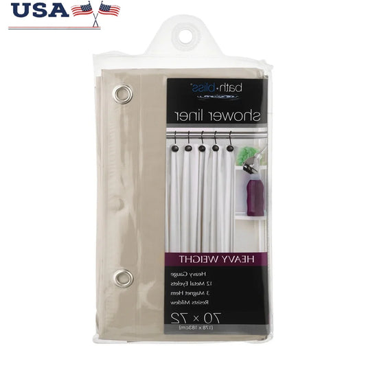 Premium Waterproof Shower Curtain Liner Mildew Resistant with 3 Magnets and 12 Metal Eyelets 70x72 Inches Heavy Gauge PVC