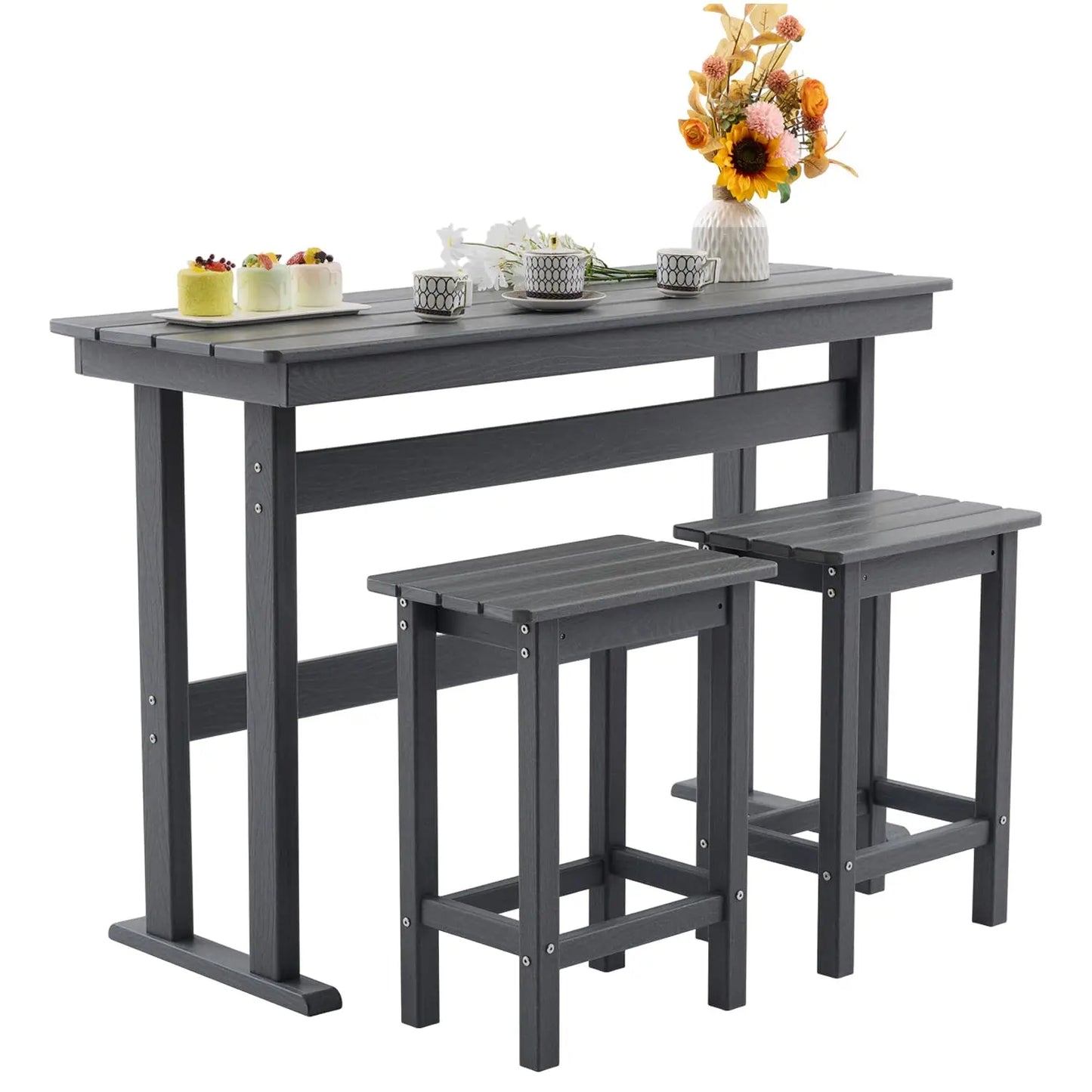 Bar Table & 2 Stool Set Weather Resistant