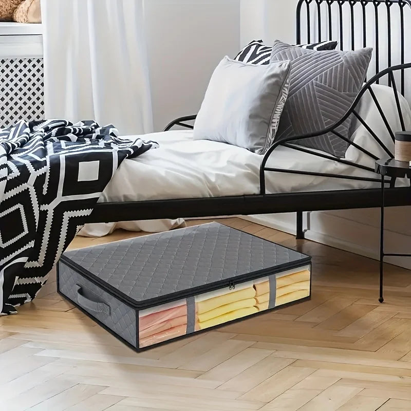 2‑Pack Large Under‑Bed Storage Organizers – Clear Window Bags with Reinforced Handles for Clothes, Comforters & Bedding