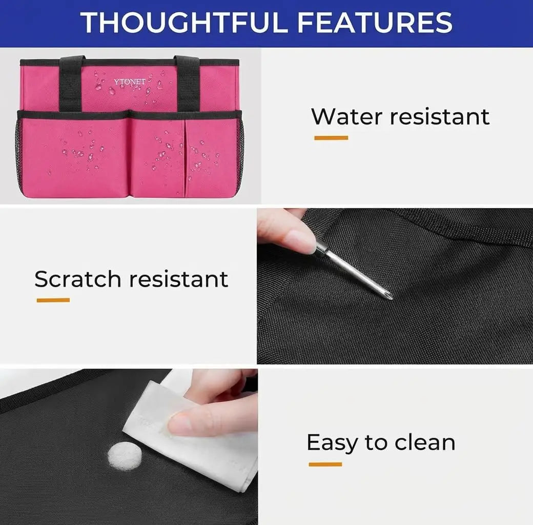 Water-Resistant Cleaning Caddy with Handle & Foldable Divider for Kitchen, Bathroom, Car Tools