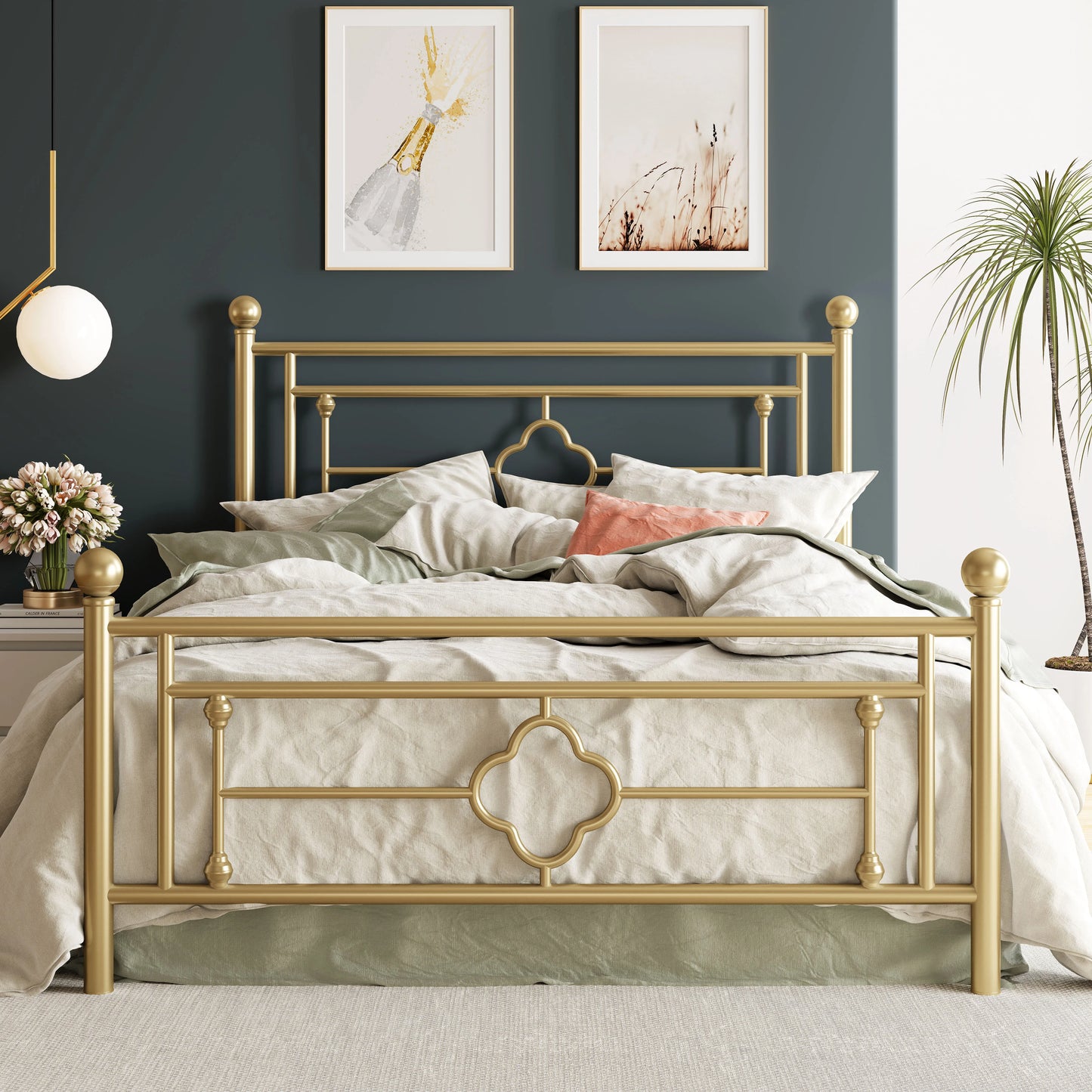 14" Metal Platform Bed Frame – Heavy‑Duty Steel Base with Under‑Bed Storage, No Box Spring Needed