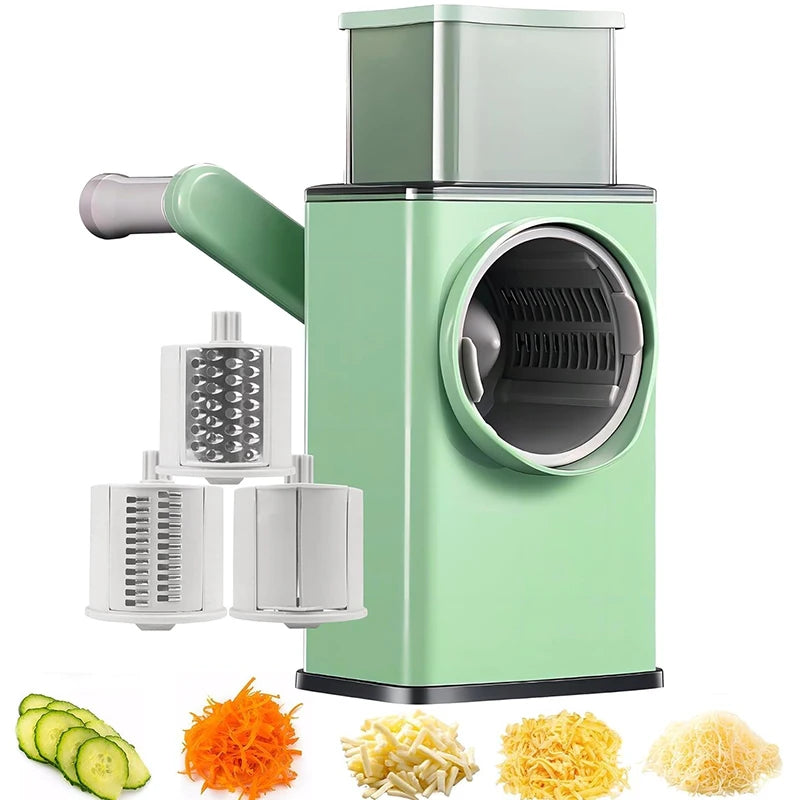 Rotary Cheese Grater 6 in 1 Hand Crank Vegetable Slicer Shredder - Veggie Slicer Grater Nut Chopper for Kitchen