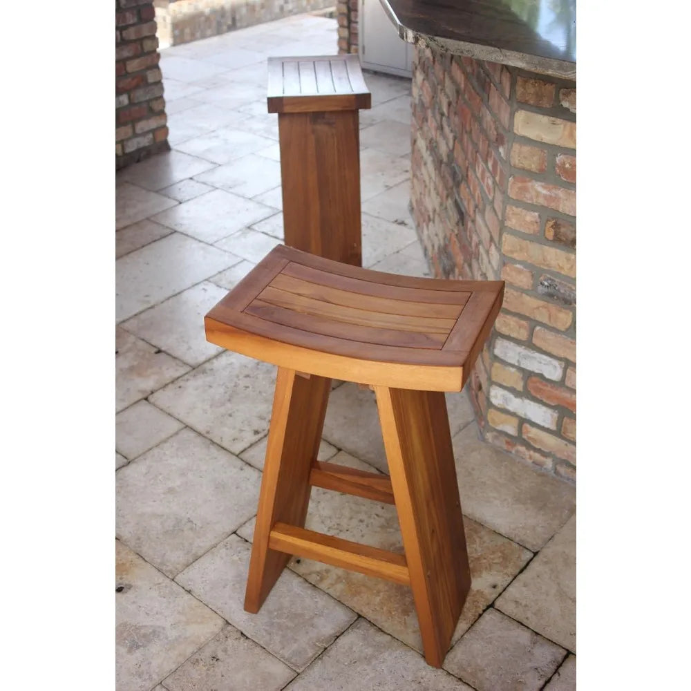 30" Teak Bar Stool – Solid Wood Counter‑Height Seating