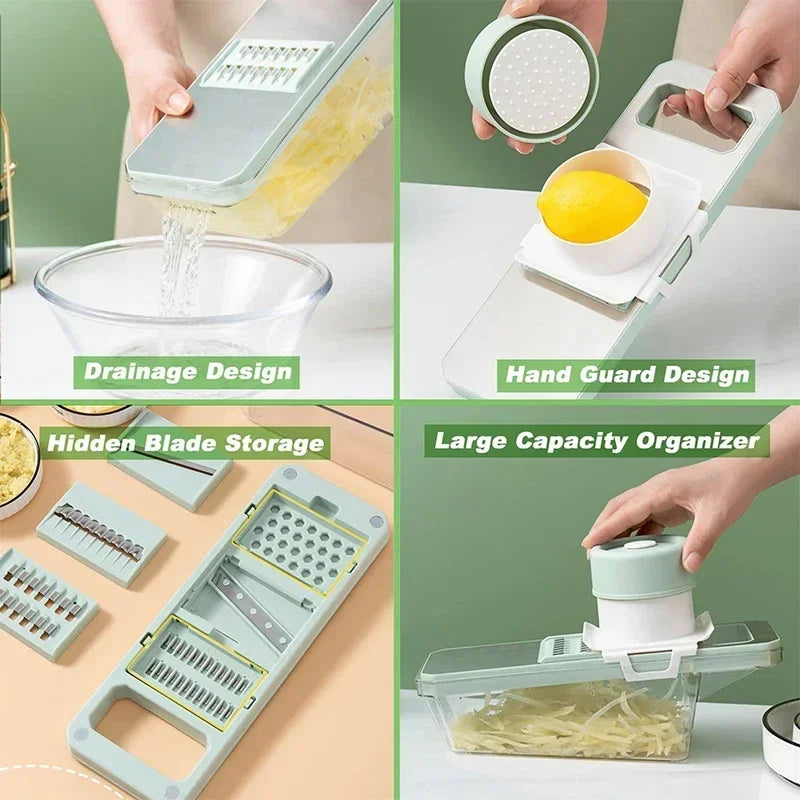 6‑in‑1 Veggie Slicer Mandoline – Multi‑Blade Cutter for Easy Slicing, Julienne & Shredding