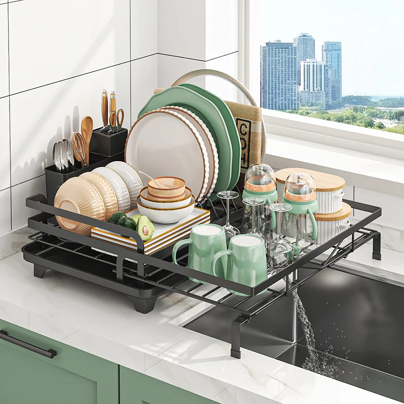 Adjustable Countertop Drying Dish Rack - Multiple Colors