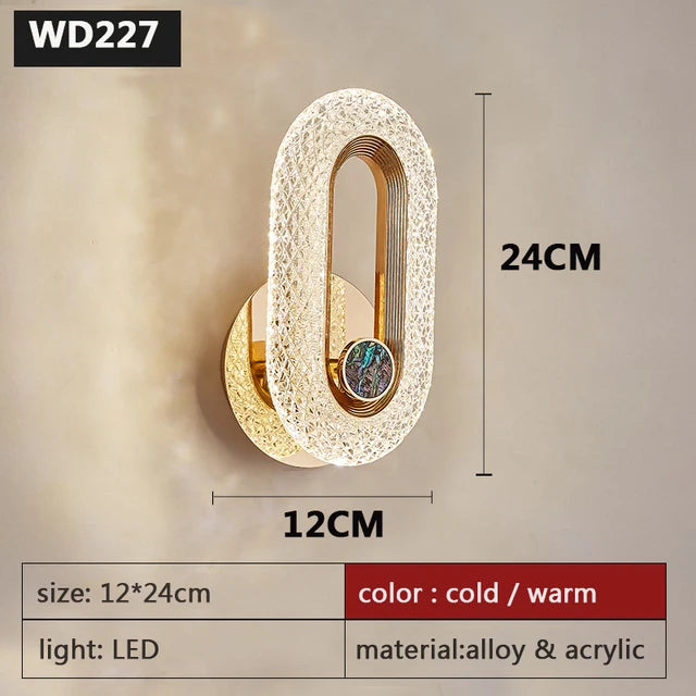 LED Nordic Luxury Decor Wall Sconce, Acrylic Lampshade