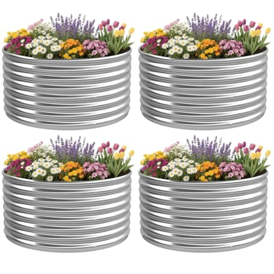 4 Pack 2x2 FT Round Galvanized Raised Garden Bed
