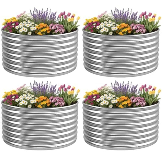 4 Pack 2x2 FT Round Galvanized Raised Garden Bed