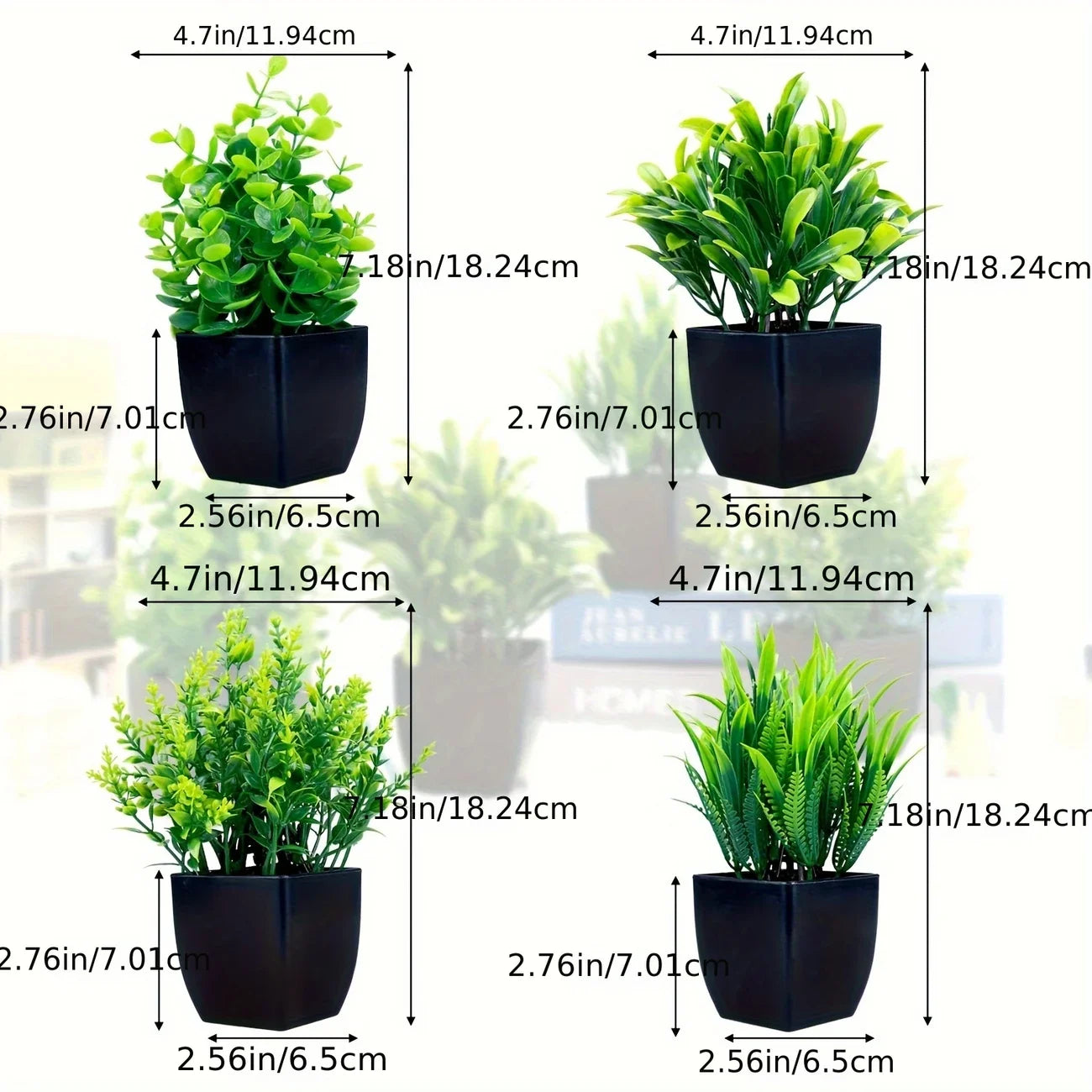 Mini Maintenance-Free Potted  Faux Plant for Home & Office