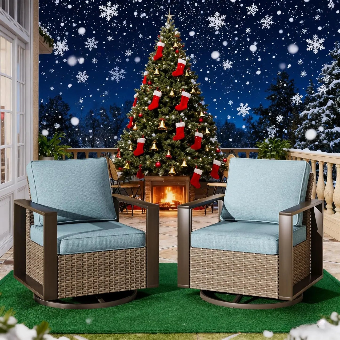 Outdoor Swivel Rocker Patio Chairs Set of 2
