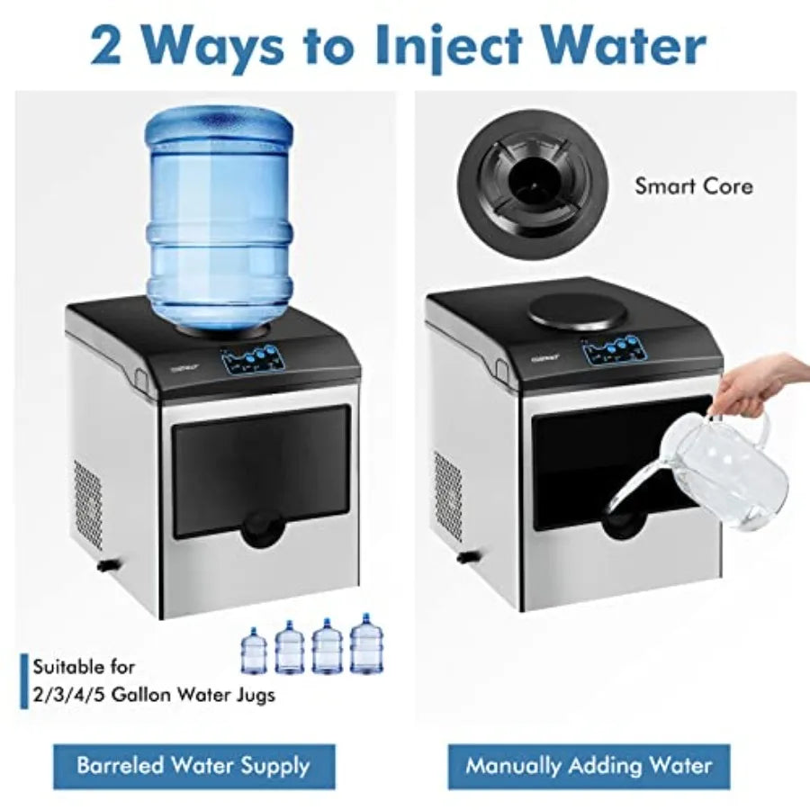 2‑in‑1 Countertop Ice Maker with Built‑In Water Dispenser – 48 lbs./Day, Fast 6‑Min Ice & Stainless-Steel Design
