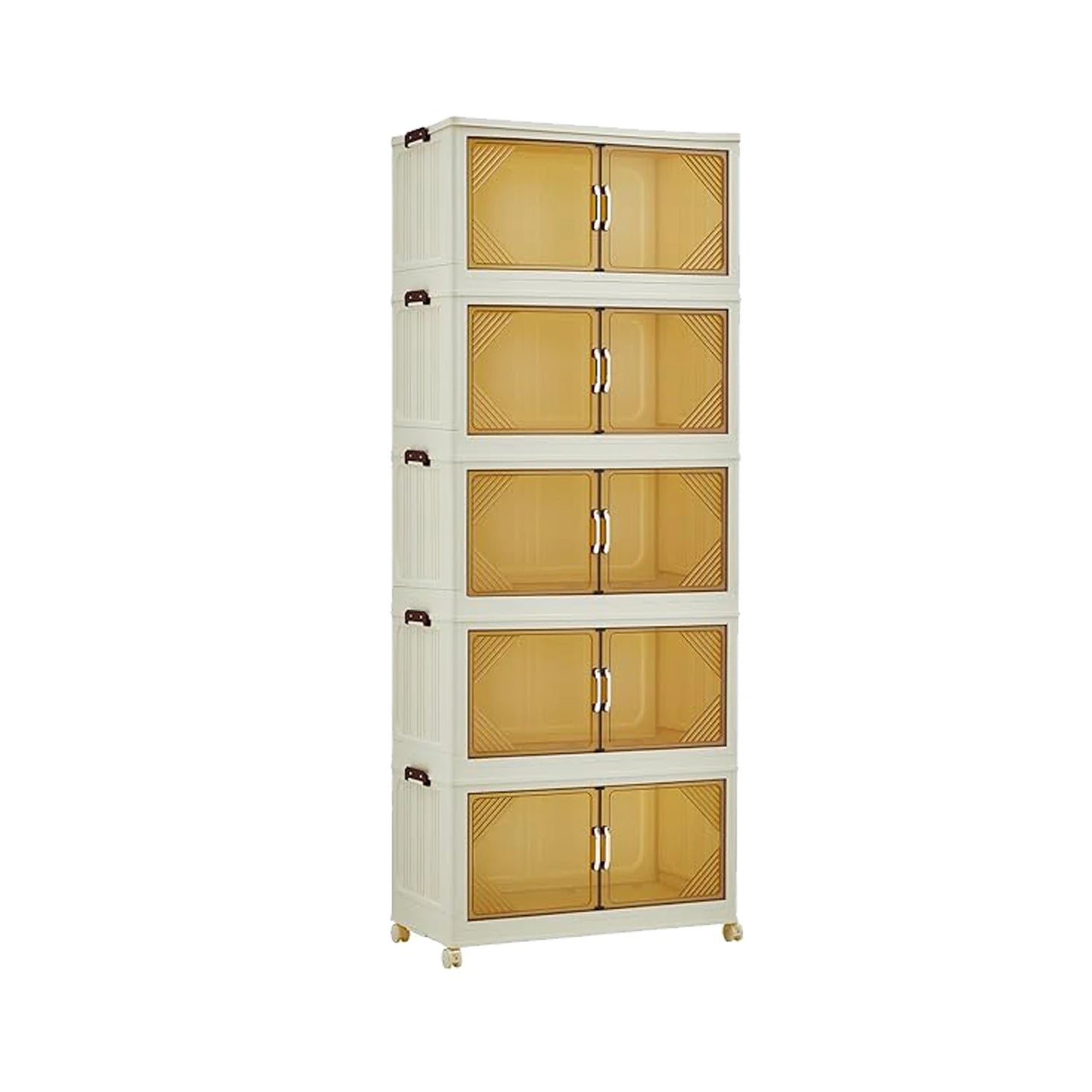 Stackable Storage Bins, Plastic Bins for Storage with Lids, Magnetic Doors