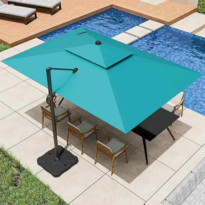 9x12FT Cantilever Patio Umbrella - Heavy Duty Double Layer Offset Design with 360° Rotation