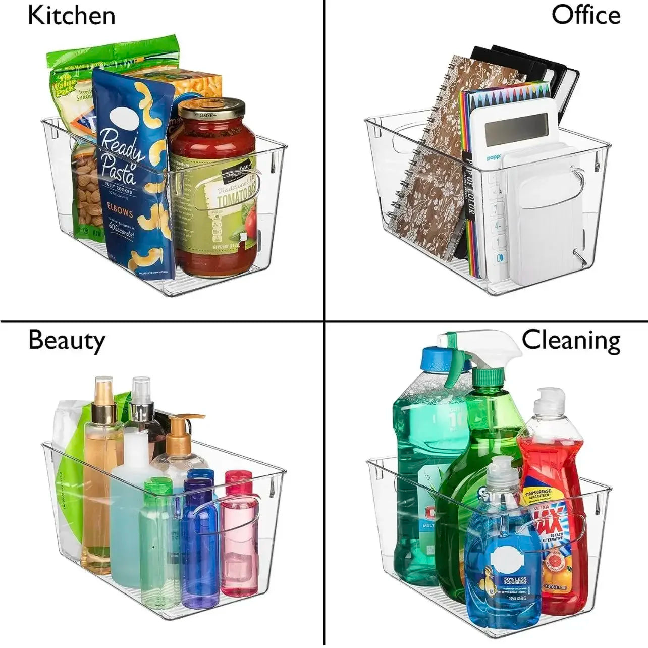 Clear Plastic Storage Bins - 4 Pack