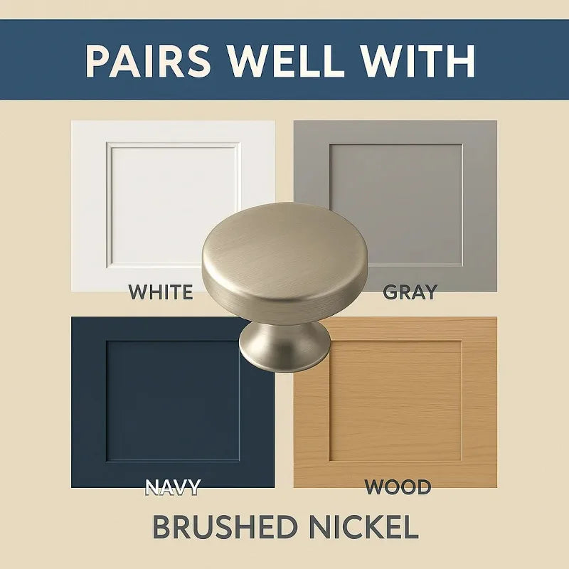 Brushed Nickel Round Mushroom Knob, Steel, 2 pack