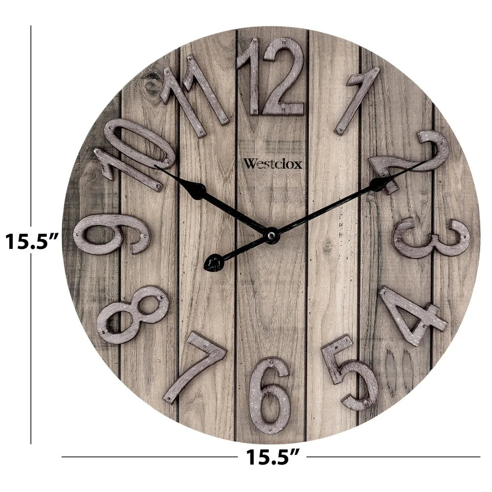 Rustic 15.5 Inch Wood Grain Wall Clock