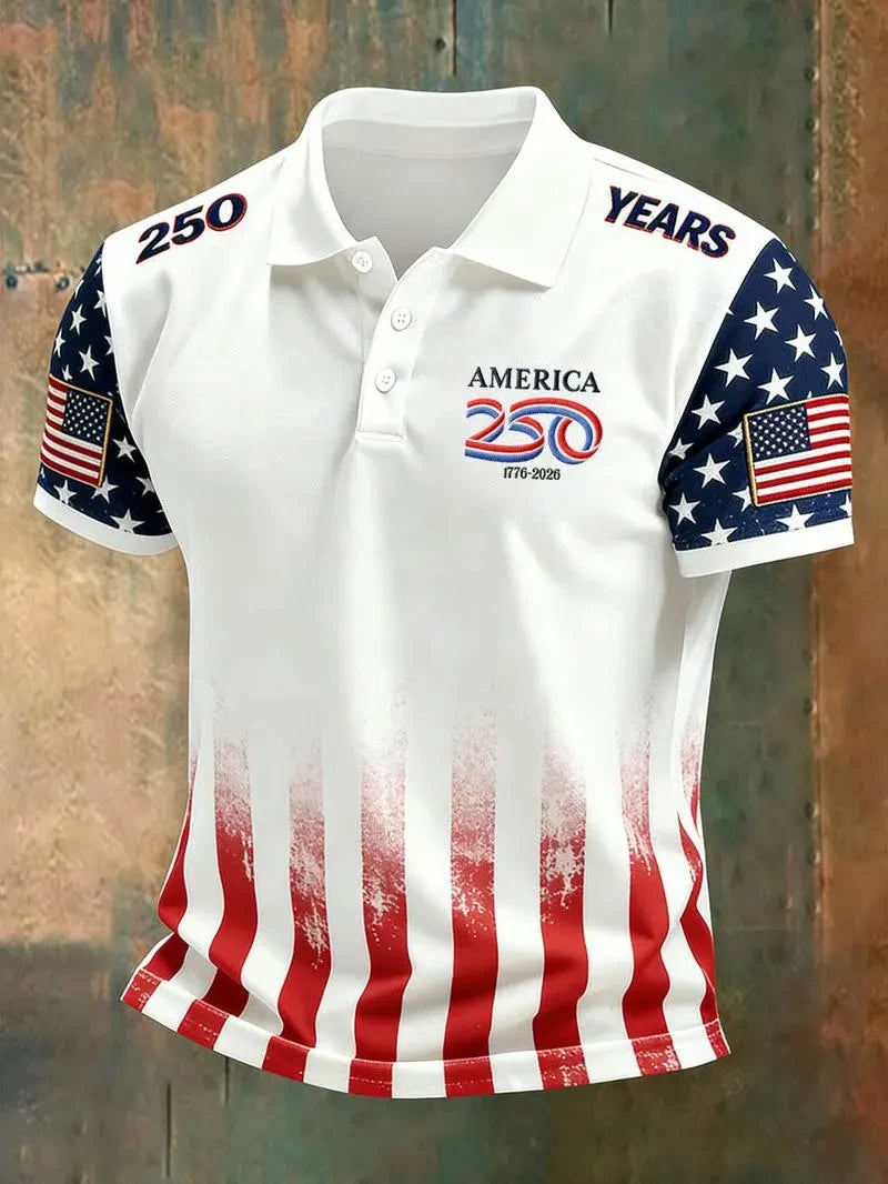 America 250th Anniversary Polo Shirt USA Flag 1776–2026 Patriotic Shirt American Independence Day Apparel Fourth Of July